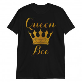 Gold Queen Bee and Crown Black Premium Scoop Unisex T-shirt