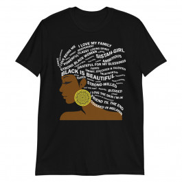 Black is Beautiful Typography Hair Art for Black Women Unisex T-shirt