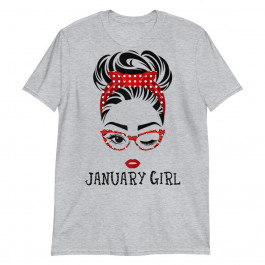 Womens January Girl Wink Eye Woman Face Wink Eyes Lady Birthday Unisex T-Shirt