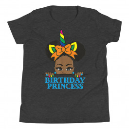 Youth Afro Puff Rainbow Unicorn Birthday T-Shirt