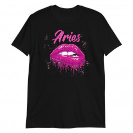 Aries Zodiac Birthday Pink Lips Unisex T-Shirt