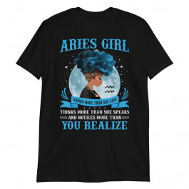 Womens Aries Girls Black Queen March April Birthday Unisex T-Shirt