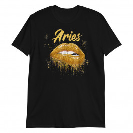 Aries Zodiac Birthday Golden Lips Unisex T-Shirt