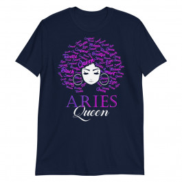Womens Black Womens Afro Hair Aries Queen Birthday Gift Unisex T-Shirt