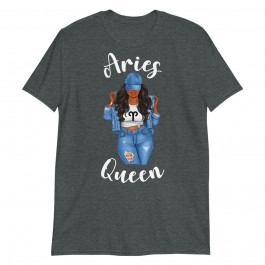 Streetwise Aries Black Queen Afro Womens Zodiac Birthday Unisex T-Shirt