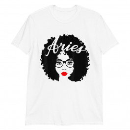 Black Queen Birthday Gifts Red Lips Afro Diva Aries Zodiac Unisex T-Shirt