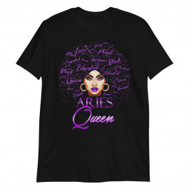 Aries Girl Womens Purple Afro Queen Black Zodiac Birthday Pullover Unisex T-Shirt
