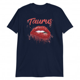 Taurus Zodiac Birthday Red Lips Black Women Unisex T-Shirt