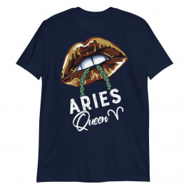 Aries Queen Lips Sexy Black Afro Queen March April Womens Unisex T-Shirt