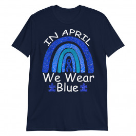In April We Wear Blue Autism Rainbow Awareness Month puzzle Unisex T-Shirt