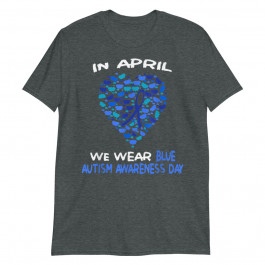 Autism Awareness Day We Wear Blue Rainbow colors Butterflies Unisex T-Shirt