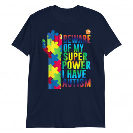 Autism Superpower Colorful Puzzle Pieces Autistic Hand Unisex T-Shirt