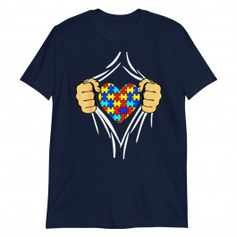 Superhero Autism Shirt Puzzle Heart Open Chest Love Unisex T-Shirt