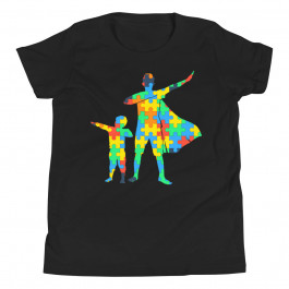 Youth Dabbing Super Dad shirt Autism Awareness Father Superhero T-Shirt