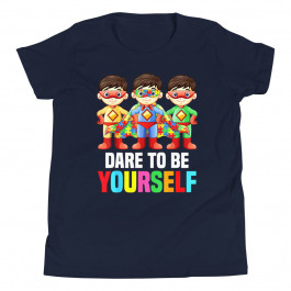 Youth Dare To Be Yourself Different Superhero Autism Awareness T-Shirt