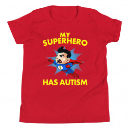 Youth Funny My Hero Has Autism Awareness Gift Autistic Superhero T-Shirt