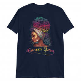 Womens Cancer Queen Afro Women June July Zodiac Melanin Birthday Unisex T-Shirt