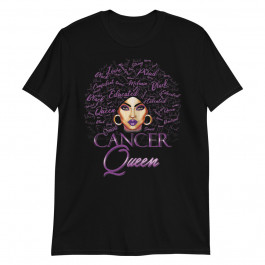 womens cancer girl womens purple afro queen black zodiac birthday Unisex T-Shirt