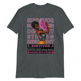 Breast Cancer Survivor Pink Ribbon Sunflower Black Queen Unisex T-Shirt