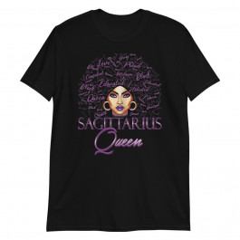 Women's Sagittarius Girl Women's Purple Queen Black Zodiac Birthday Unisex T-Shirt