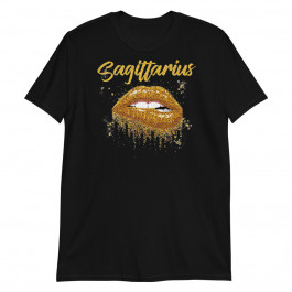Sagittarius Zodiac Birthday Gold Lips Unisex T-Shirt