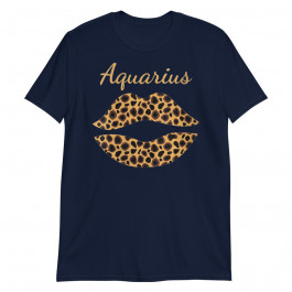 Women's Aquarius Leopard Lips Queen Zodiac Birthday Unisex T-Shirt