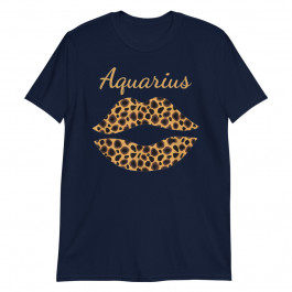 Aquarius Leopard Lips Queen Zodiac Birthday Unisex T-Shirt