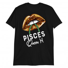 Pisces Queen Lips Sexy Black Afro Queen February March Unisex T-Shirt